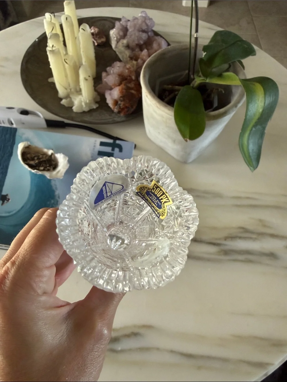 Clear Bohemian Crystal Cut Bud Vase - Elegant Clear Home Accent